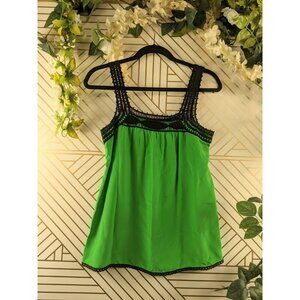 Diane Samandi Women Green Sleeveless Silk Top Size Small READ